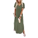 WIHOLL Women's Summer Short Sleeve Dresses Maxi Dress Vacation Beach Sundresses 2026 with Pockets
