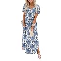 WIHOLL Women's Summer Short Sleeve Dresses Maxi Dress Vacation Beach Sundresses 2026 with Pockets