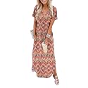 WIHOLL Women's Summer Short Sleeve Dresses Maxi Dress Vacation Beach Sundresses 2026 with Pockets