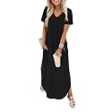 WIHOLL Women's Summer Short Sleeve Dresses Maxi Dress Vacation Beach Sundresses 2026 with Pockets