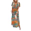 WIHOLL Women's Summer Short Sleeve Dresses Maxi Dress Vacation Beach Sundresses 2026 with Pockets
