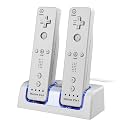 Wii Charging Station, Dual Charger Dock with Two Rechargeable 2800mAH Batteries for Wii Remote Controller