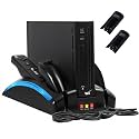 Wii Console Game Organizer Station,Wii Remote Charger Stand Base, 2 Pcs Rechargeable Battery Compatible with Nintendo Console Nunchuk Kit (Black)