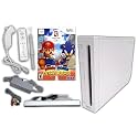Wii Nintendo Console Bundle + Mario & Sonic Olympic Games Game Disc | White RVL-001 System Also Compatible w/Gamecube Games | 1x Remote Controller, Nunchuck, Sensor Bar, Cables & AC Adapter