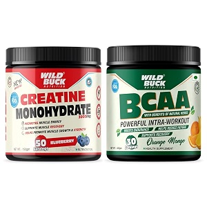 wild buck creatine monohydrate 100 pure creatine energy support supplement 50 servings blueberry  bcaa powder with natural amp powerful herbs for women amp men orange mango 30 servings 300g