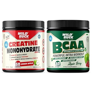 wild buck creatine monohydrate100 pure creatineenergy support supplement 50 servingsgreen apple  bcaa powder with for women amp men apple berry30 servings300 g2 count