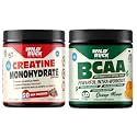 WILD BUCK Creatine Monohydrate, 100% Pure Creatine, Energy Support Supplement [50 Servings, Mix] + Bcaa Powder With Natural &amp; Powerful Herbs For Women &amp; Men [Orange Mango, 30 Servings, 300G]