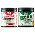 WILD BUCK Creatine Monohydrate, 100% Pure Creatine, Energy Support Supplement [50 Servings, Watermelon] + Bcaa Powder With For Women &amp; Men [Orange Mango, 30 Servings, 300G]