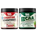 WILD BUCK Creatine Monohydrate,100% Pure Creatine,Energy Support Supplement [50 Servings,Green Apple] + Bcaa Powder With For Women &amp; Men [Apple Berry,30 Servings,300 G],2 Count