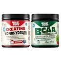 WILD BUCK Creatine Monohydrate, 100% Pure Creatine, Energy Support Supplement [50 Servings, Blueberry] + Bcaa Powder For Muscle Endurance, For Women &amp; Men [Apple Berry, 30 Servings, 300G]