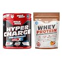 WILD BUCK Hyper Charge Pre-X4 Hardcore Pre-Workout Supplement Powder with Creatine Monohydrate, Arginine AAKG, Beta-Alanine, Caffeinated Punch -For Men &amp; Women [40 Serv, Cranberry Blast] + Wild Buck Whey 100% Whey Protein
