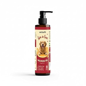 wild-caught alaskan salmon oil for dogs  omega 3 6 amp 9  reduces shedding hair fall amp itchy skin  supports joints heart brain amp immunity  vet-recommended  200 ml