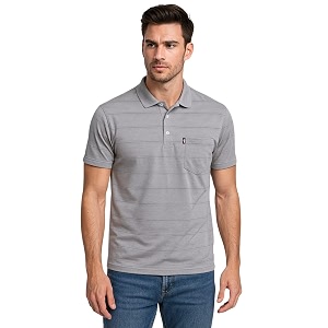 WILD ELEPHANT Men Cotton Striped Polo Neck