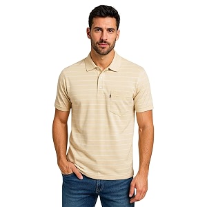WILD ELEPHANT Men Striped Polo T-Shirt