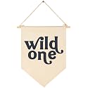 Wild One-First Birthday-Sign Above Crib-Wall Decor Gift for Baby Boys Girls Kids-Canvas Hanging Pennant Banner Wall Decor Gifts for Nursery Baby Room Playroom Homeschool Reading Room Bedroom