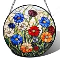 Wildflowers Stained Glass Window Hanging Suncatcher Gifts for Women 15"