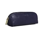 WildHorn Leather Leather Stationery Stylish Simple Pencil Bag Durable Compact Zipper Pencil Utility Case Pouch (Navy), Blue