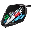 WildHorn Leather Stationery Stylish Simple Pencil Bag Durable Compact Zipper Pencil Utility Case Pouch (Jade Black)
