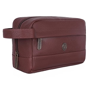 wildhorn leather toiletry bag for men amp women - dopp kit for travel large cosmetic and shaving bag toiletries organizer toiletry kit maroon 95 cm brown