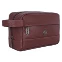 WildHorn Leather Toiletry Bag For Men &amp; Women - Dopp Kit For Travel Large Cosmetic And Shaving Bag. Toiletries Organizer Toiletry Kit (Maroon), 9.5 CM, Brown