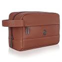 WildHorn Leather Toiletry Bag For Men &amp; Women - Dopp Kit For Travel Large Toiletry Kit. Toiletries Organizer (Tan), 9.5 CM, Brown