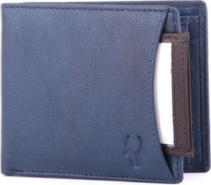 WILDHORN Men Formal Blue Genuine Leather Wallet