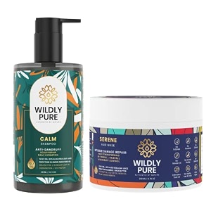 wildly pure anti dandruff shampoo hair mask combo for dandruff treatment  piroctone olamine hibiscus amp 10 more oils natural keratin  toxin 20 free no sulphate paraben silicone shampoo  mask