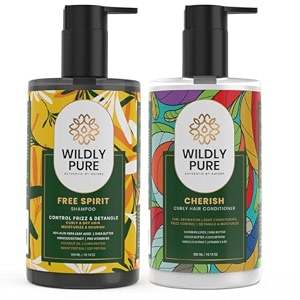 wildly pure natural curly shampoo amp conditioner combo for dry and frizzy hair  with biomolecule containing omega 36 amp 9  curl defination  improves curl health amp vibrancy  frizz control  detangle amp moisture deep conditioning 300ml x 2