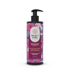 wildly pure professional keratin colour protect shampoo for dry hair  natural biolipid complex polypeptides amp carbocysteine for 72 hours smoothening amp strength  100 chemical free  men amp women  300ml enrich