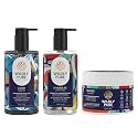 WILDLY PURE Natural Volume Boost Hair Care Kit with Shampoo, Conditioner &amp; Hair Mask |10X Strength &amp; Shine|Rich in 12 Oils, Plant Keratin, 40% Aleo Vera|For Thin, Wavy &amp; Dull Hair |Sulphate &amp; Paraben Free |Pac