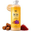 WildOak Detan Body Wash 750 ml | 2-in-1 Body Wash &amp; Exfoliator | Kojic Acid, Alpha Arbutin, Niacinamide, Saffron &amp; Walnut Shell Powder | Sandalwood | Brightening Shower Gel with Scrubbing Beads