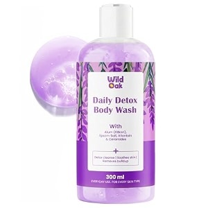 wildoak fitkari amp epsom salt body wash  for deep cleansing body odour amp tired muscles  daily bath post-workout amp relaxation  traditional indian cleansing rituals  daily use shower gel  300ml