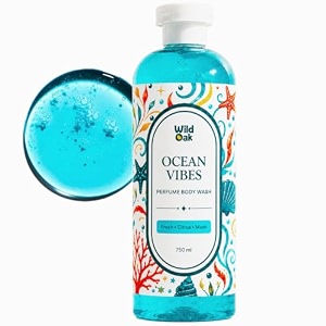 wildoak ocean vibe perfume deo body wash  750ml  for men amp women  premium fragrance shower gel  long-lasting fresh citrus amp musk scent  refreshing cleansing body wash for daily bath