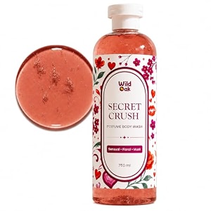 wildoak secret crush perfume body wash  750ml  for men amp women  premium fragrance shower gel  long-lasting floral amp musk scent  refreshing cleansing body wash for daily bath