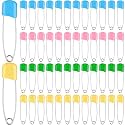 WILLBOND 100 Pcs Large Safety Pins for Clothes,with Bag, Four Colors