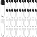 WILLBOND 100 Pcs Large Safety Pins for Clothes,with Bag, Black and White
