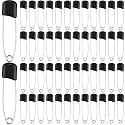 WILLBOND 100 Pcs Large Safety Pins for Clothes,with Bag, Black
