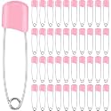 WILLBOND 100 Pcs Large Safety Pins for Clothes,with Bag, Pink