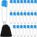 WILLBOND 100 Pcs Large Safety Pins for Clothes,with Bag, Blue
