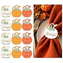 WILLBOND 12 Pcs Fall Thanksgiving Pumpkin Napkin Rings, Orange Yellow Beige