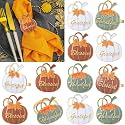 WILLBOND 12 Pcs Fall Thanksgiving Pumpkin Napkin Rings, White Orange Green