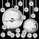 WILLBOND 17 Pcs Large Mirror Disco Ball Set, Multi Size, 8, 6, 1.2 Inch
