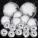 WILLBOND 17 Pcs Silver Mirro Disco Ball Set, Multi Size, 6, 3.2, 2 Inch