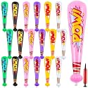WILLBOND 18 Pcs 17 Inch Inflatable Baseball Bat Bulk Pump, Six Multicolor