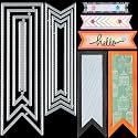 WILLBOND 2 Pcs Banner Dies Metal Cutting for Card Making, Classic Style