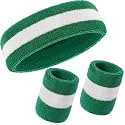 WILLBOND 3 Pcs Sweatbands Headband Wristbands Set Bulk for Men Women