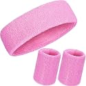 WILLBOND 3 Pcs Sweatbands Headband Wristbands Set Bulk for Men Women