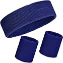 WILLBOND 3 Pcs Sweatbands Headband Wristbands Set Bulk for Men Women