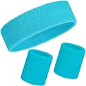 WILLBOND 3 Pcs Sweatbands Headband Wristbands Set Bulk for Men Women