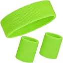 WILLBOND 3 Pcs Sweatbands Headband Wristbands Set Bulk for Men Women